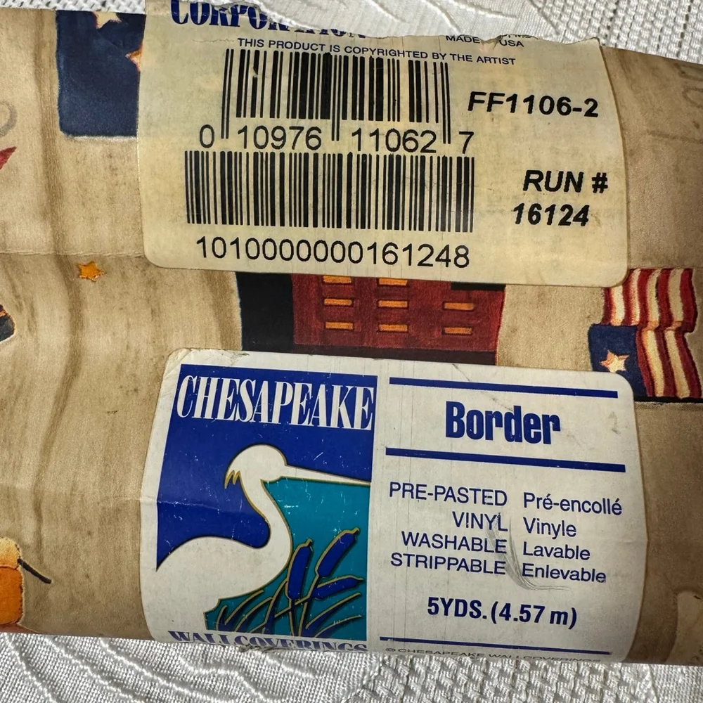 Vintage Americana Chesapeake Patriotic Wallpaper Border Angels Flags FF1106-2